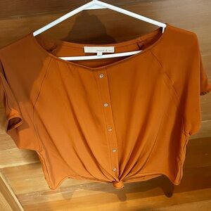 Monk & Lou Rust Knot-Front Crop Top